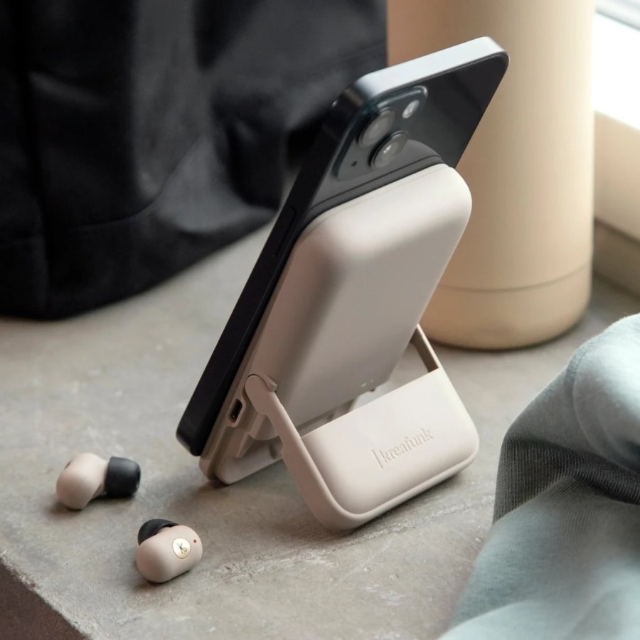 Kreafunk toCHARGE GO Power Bank m. Earbuds H11 cm, Ivory Sand