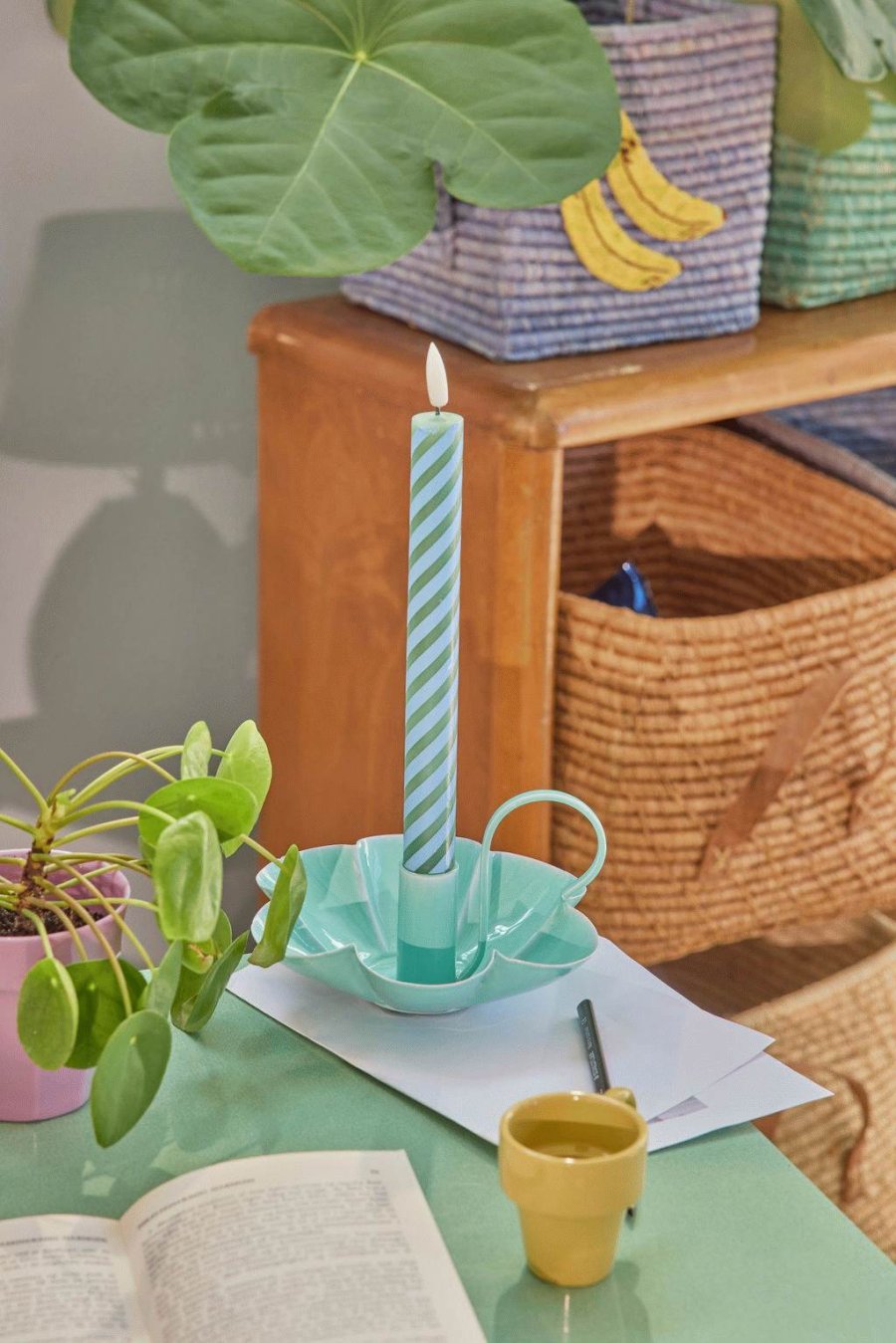 RICE Lysestage H8 cm, Mint