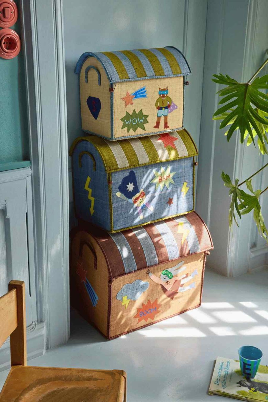 RICE KIDS Hero Opbevaringshus 3 stk, Natur