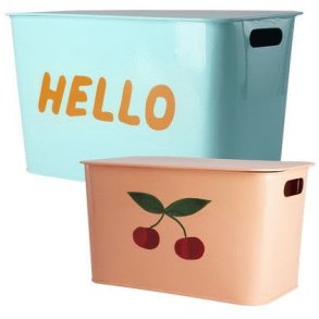 RICE Opbevaringsboks 2 stk, Mint/Koral