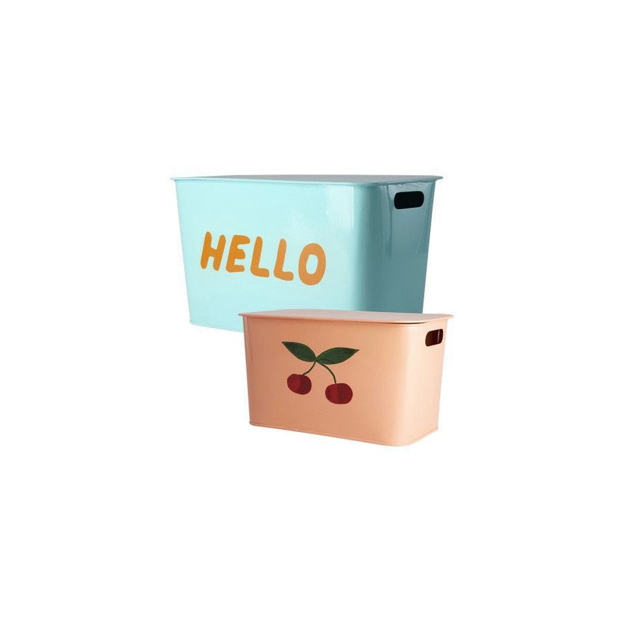 RICE Opbevaringsboks 2 stk, Mint/Koral