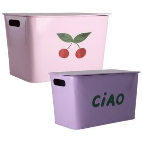 RICE Opbevaringsboks 2 stk, Rosa/Lilla