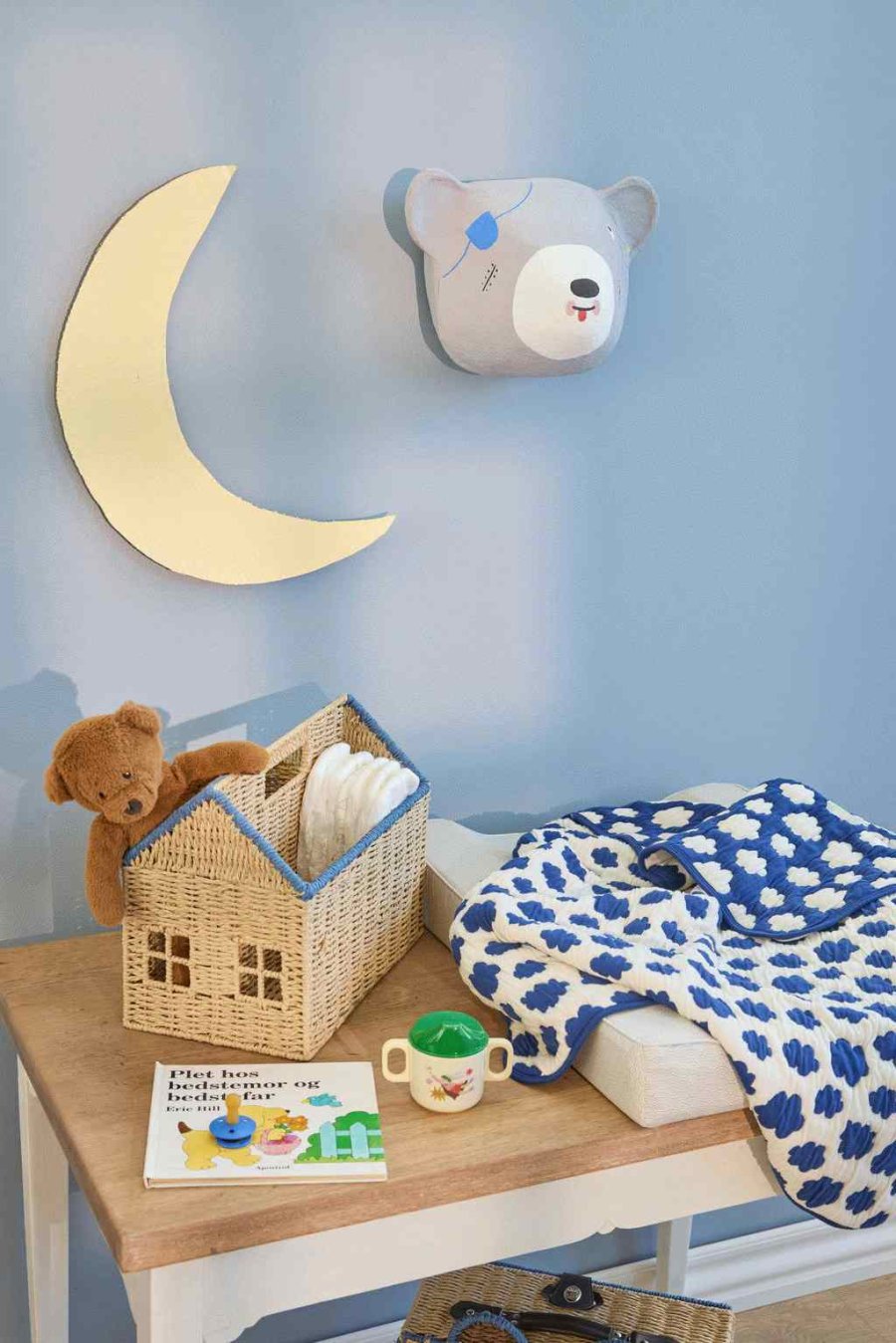 RICE KIDS Vatt�ppe 75x95 cm, Bl�/Creme