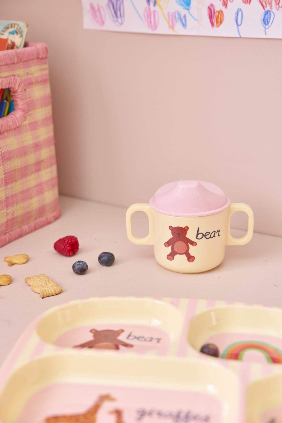 RICE KIDS Schnabeltasse Bear 25 cl, Abc/Pink