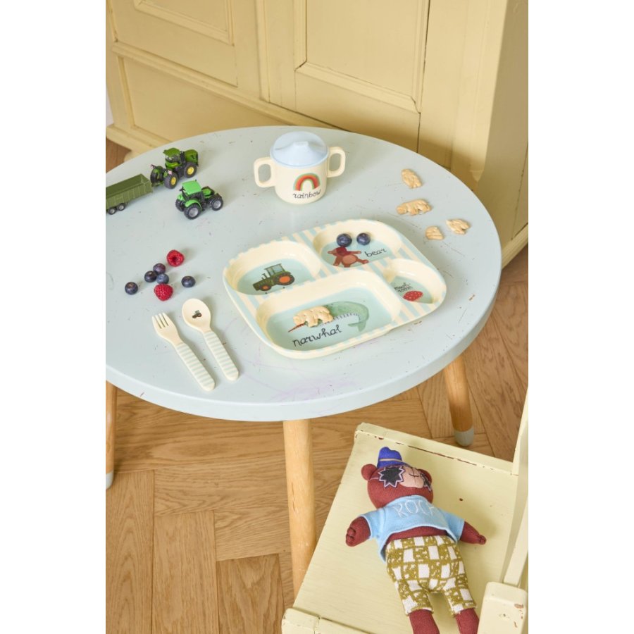 RICE KIDS Essgeschirr Bear 4-teilig, Abc/Blau