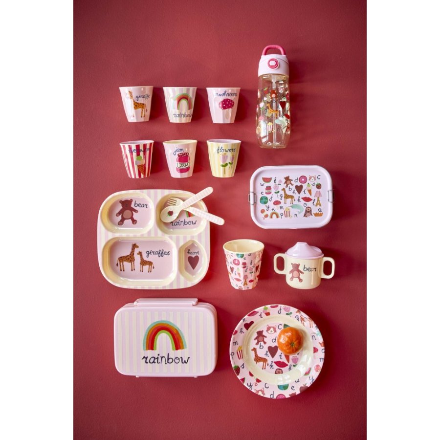 RICE KIDS Essgeschirr Rainbow 4-teilig, Abc/Pink
