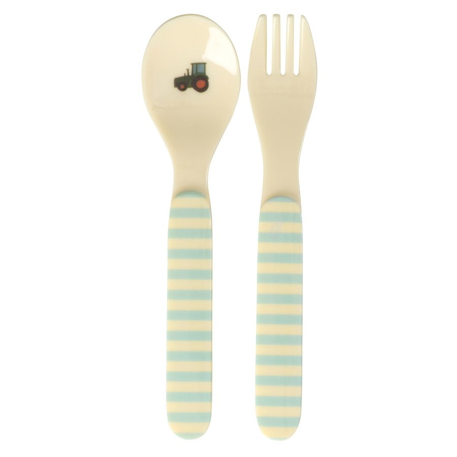 RICE KIDS Bestekset 2-delig, Abc/Blauw