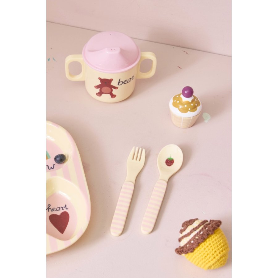RICE KIDS Bestekset 2-delig, Abc/Pink