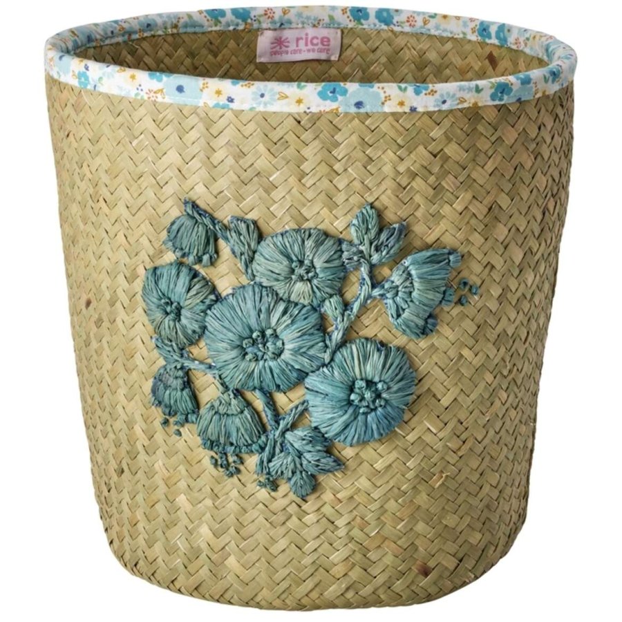 RICE Korb H27 cm, Blue Flower