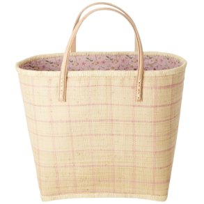 RICE Tasche 35x25 cm, rosa kariert