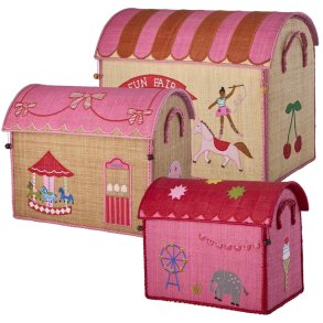 RICE KIDS Fun Fair Aufbewahrungsbox 3er Set, Rosa