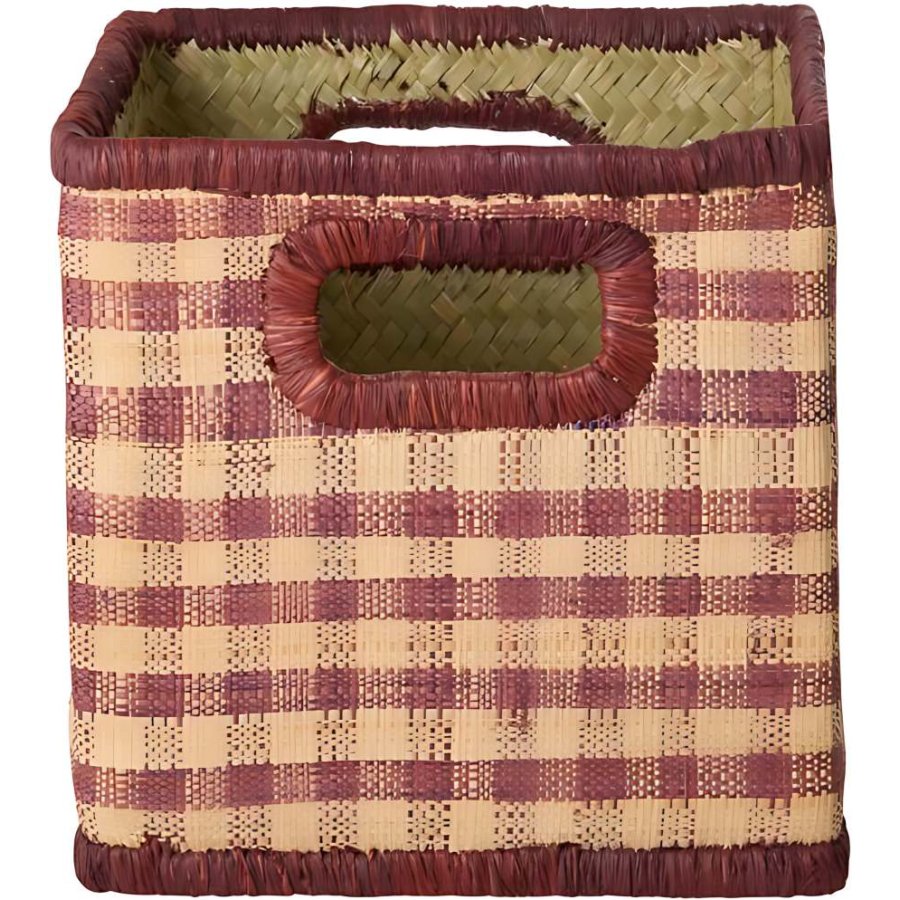 RICE Kurv 20x20 cm, Brown Checks