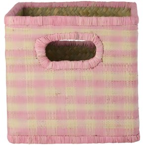 RICE Kurv 20x20 cm, Pink Checks
