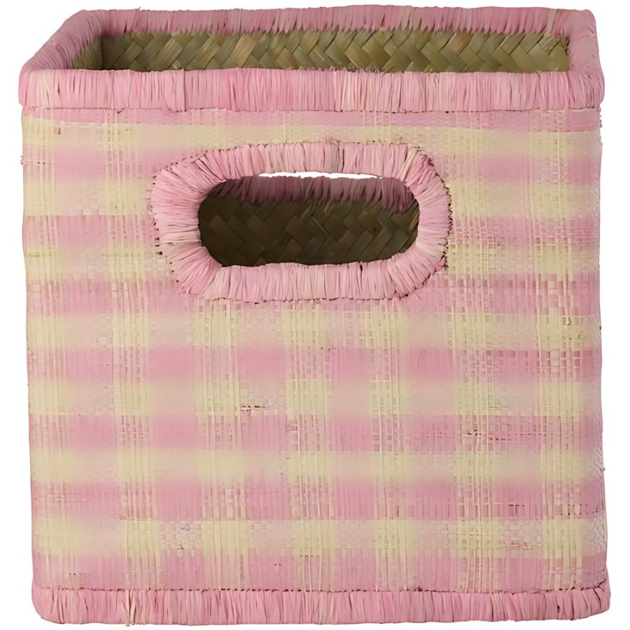 RICE Kurv 20x20 cm, Pink Checks
