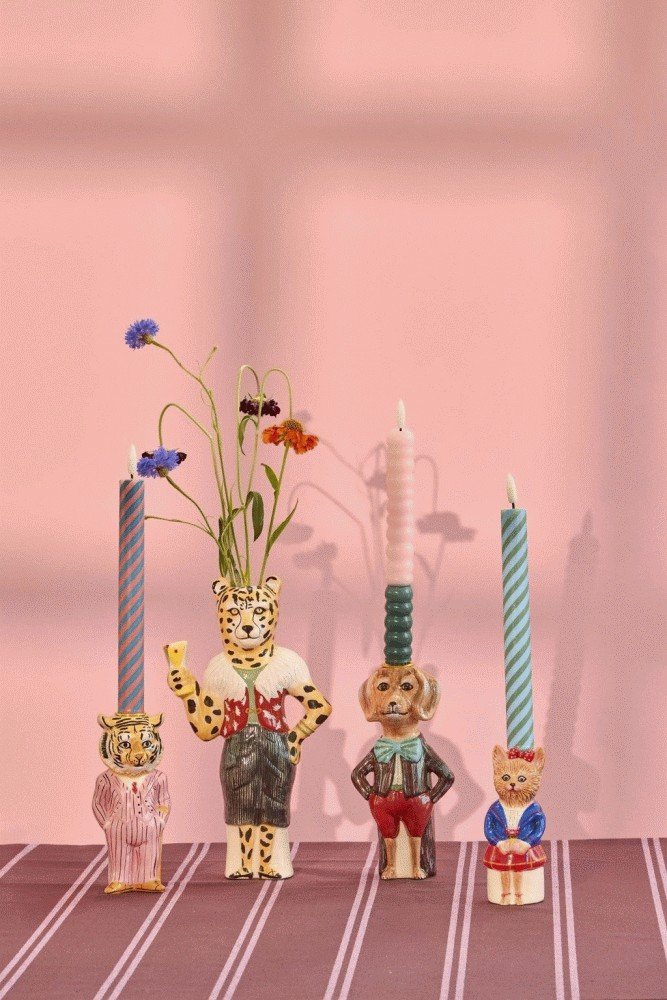 RICE Nathalie Lété Kerzenhalter H13 cm, Katze