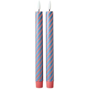 RICE Kronelys LED 2 stk. �2,5xH25,5 cm, Koral