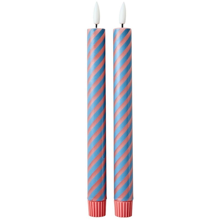 RICE Kronelys LED 2 stk. �2,5xH25,5 cm, Koral