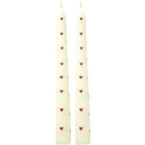 RICE Kerze 2er Set 2,4/H20,5 cm, Herzen