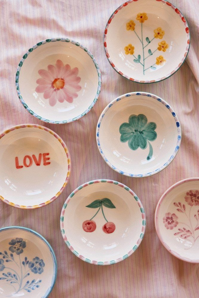 RICE Hand-Painted Schale 13,4 cm, Soft Pink