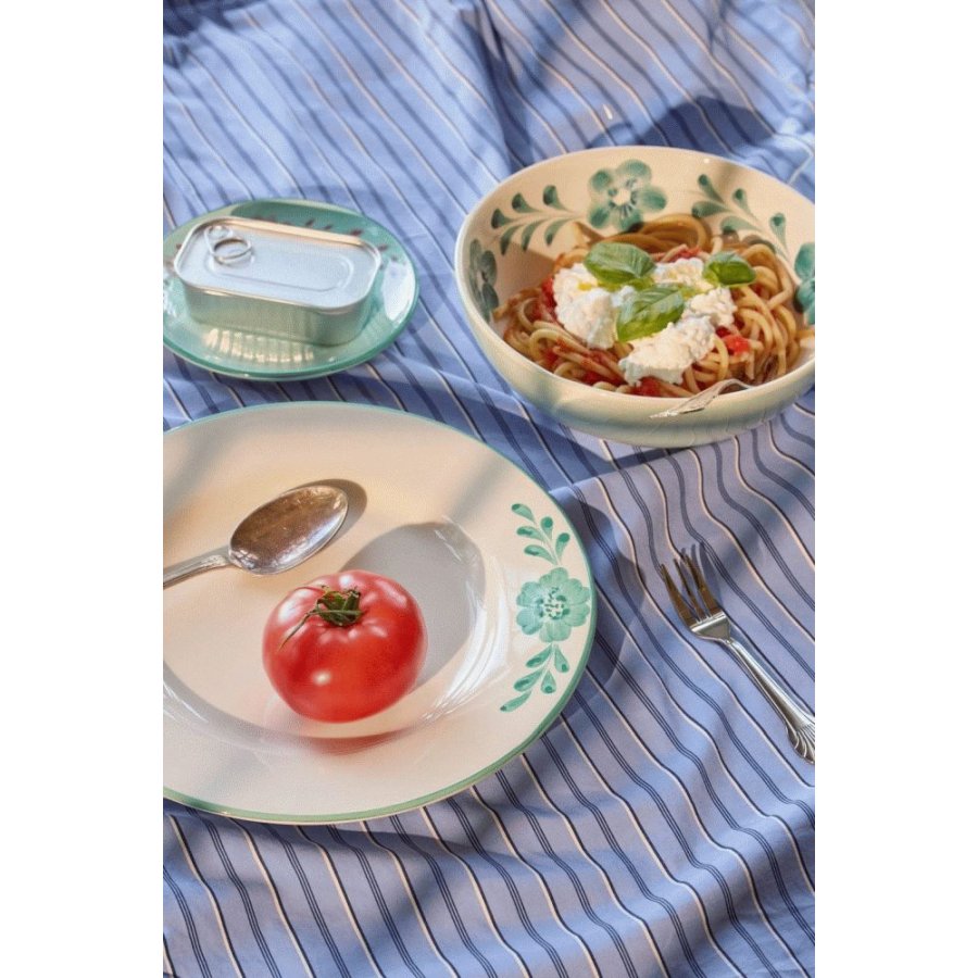 RICE Hand-Painted Schale 21 cm, Green Flower Vine