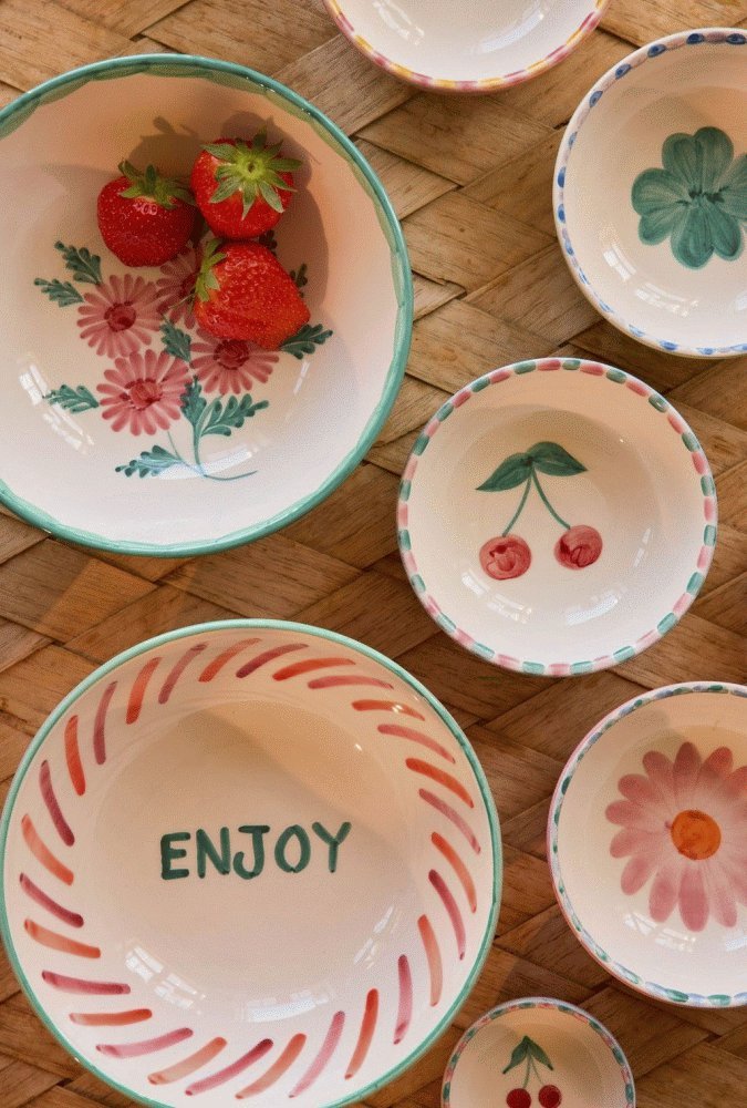 RICE Hand-Painted Schale 21 cm, Türkis