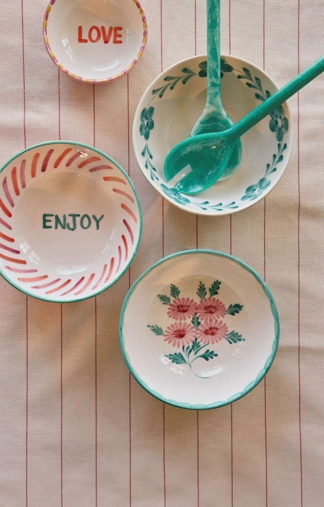 RICE Hand-Painted Schale 21 cm, Türkis