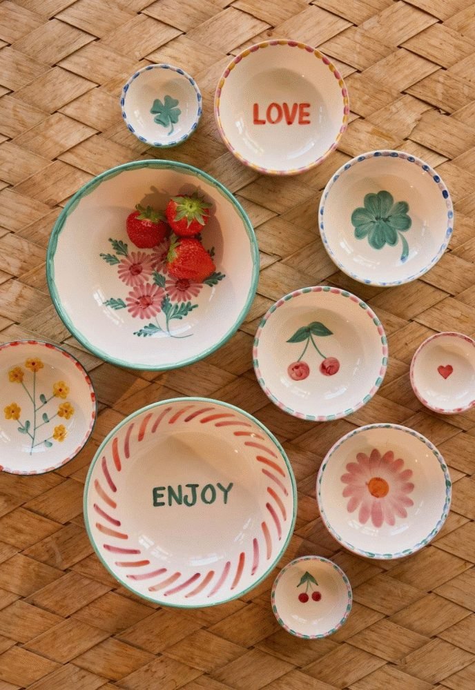 RICE Hand-Painted Schale 21 cm, Türkis