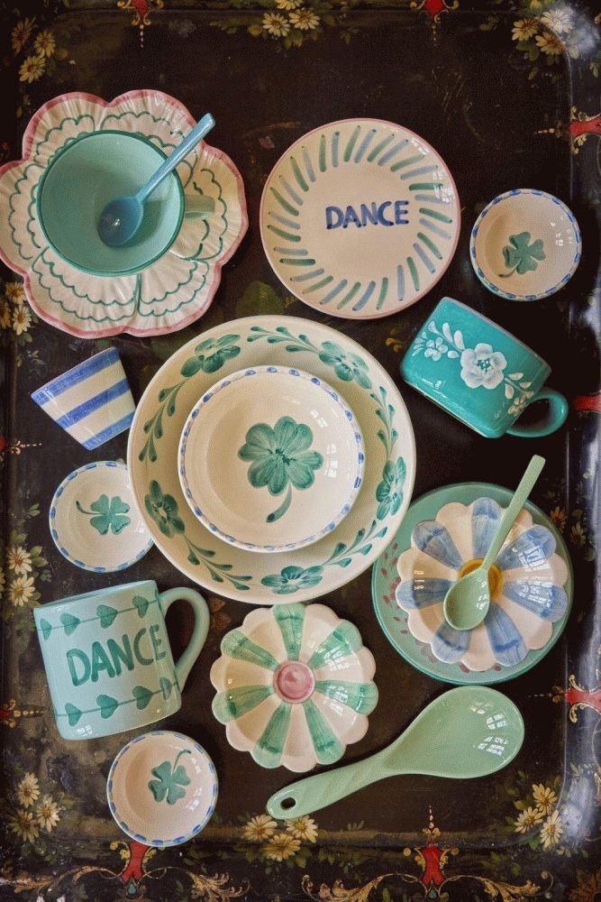 RICE Hand-Painted Cappuccinotasse 20 cl, White Flower Vine