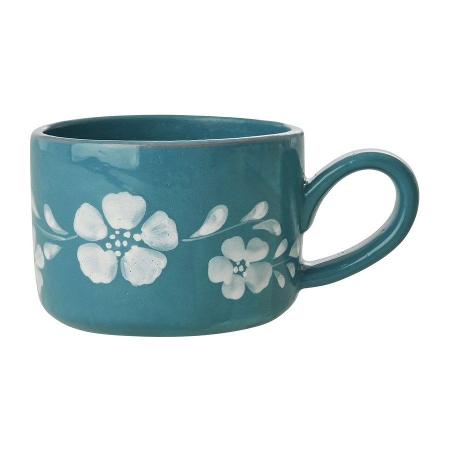 RICE Hand-Painted Cappuccinotasse 20 cl, White Flower Vine