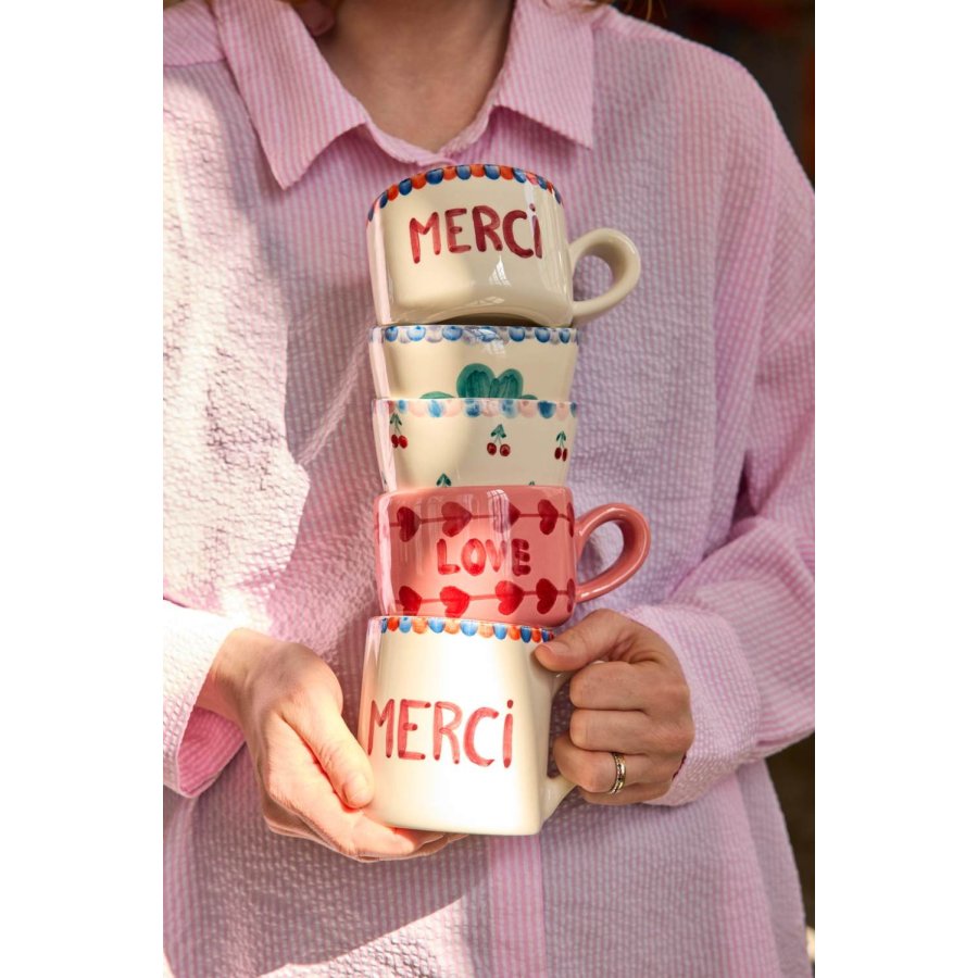 RICE Hand-Painted Cappuccino Kop 20 cl, Merci