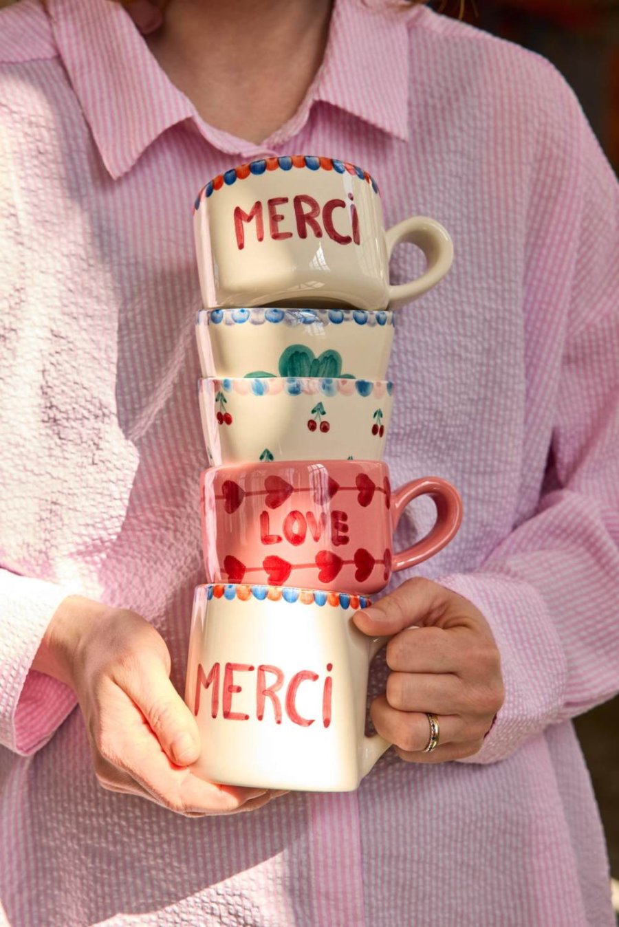 RICE Hand-Painted Cappuccino Kop 20 cl, Merci