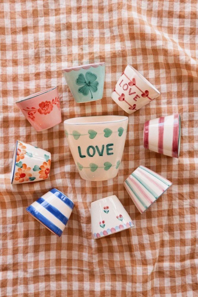 RICE Hand-Painted Espressotasse 7 cl, Orange Flower Vine