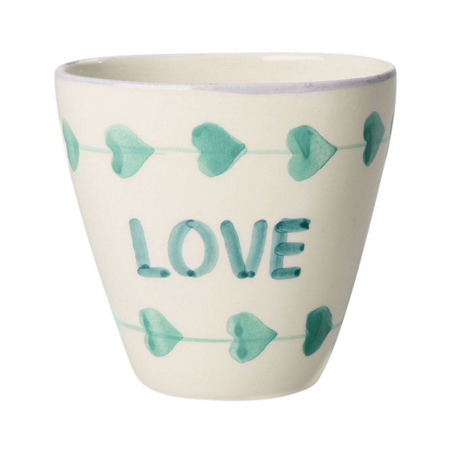 RICE Hand-Painted Becher 30 cl, Green Love
