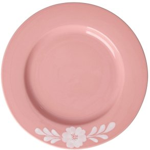 RICE Hand-Painted Bord 26 cm, White Flower Vine