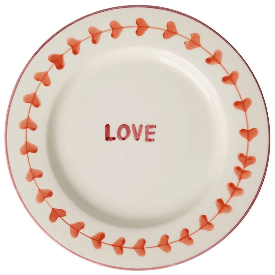 RICE Hand-Painted Teller 26 cm, Love