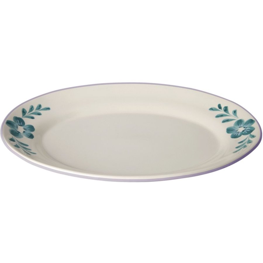 RICE Hand-Painted Servierplatte 35x46 cm, Green Flower Vine