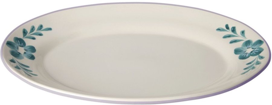 RICE Hand-Painted Servierplatte 35x46 cm, Green Flower Vine