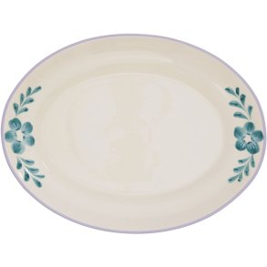 RICE Hand-Painted Serveerbord 35x46 cm, Green Flower Vine