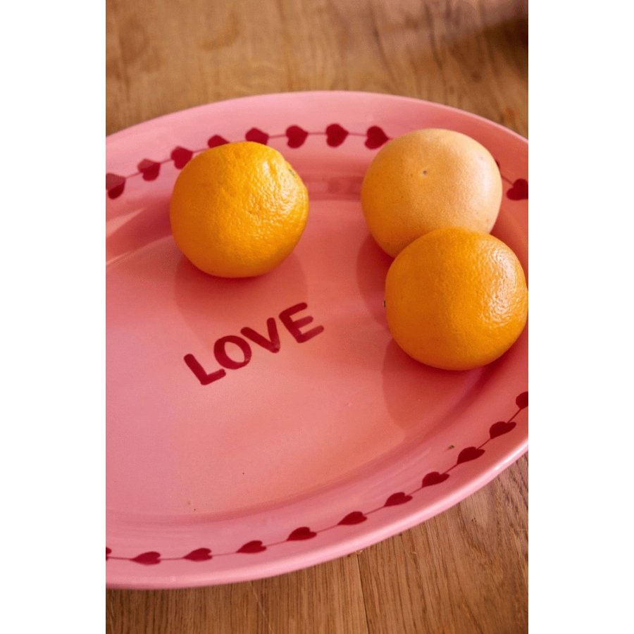 RICE Hand-Painted Servierplatte 35x46 cm, Love