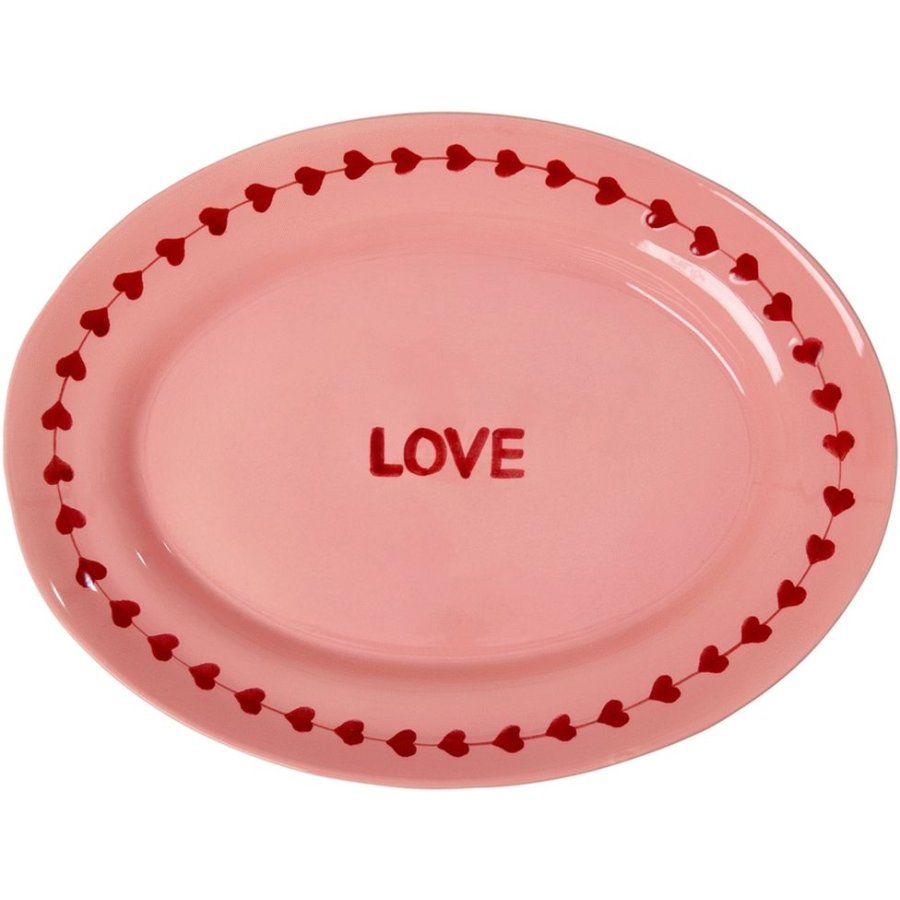 RICE Hand-Painted Servierplatte 35x46 cm, Love