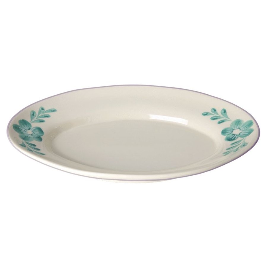 RICE Hand-Painted Servierplatte 26x35 cm, Green Flower Vine