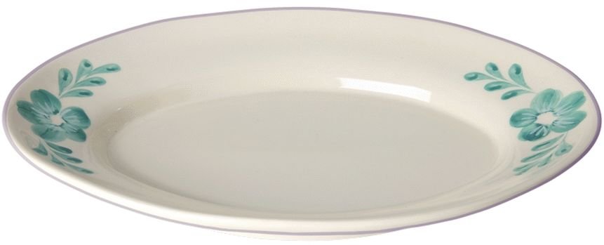 RICE Hand-Painted Servierplatte 26x35 cm, Green Flower Vine