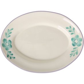 RICE Hand-Painted Serveerbord 26x35 cm, Green Flower Vine