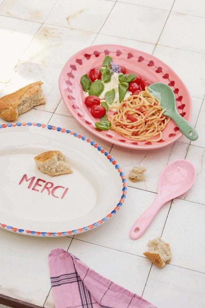 RICE Hand-Painted Servierplatte 26x35 cm, Love