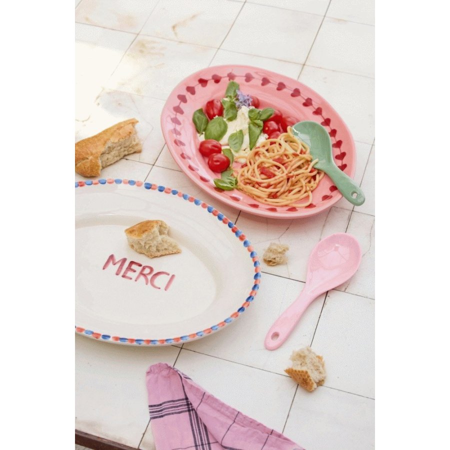 RICE Hand-Painted Servierplatte 26x35 cm, Danke