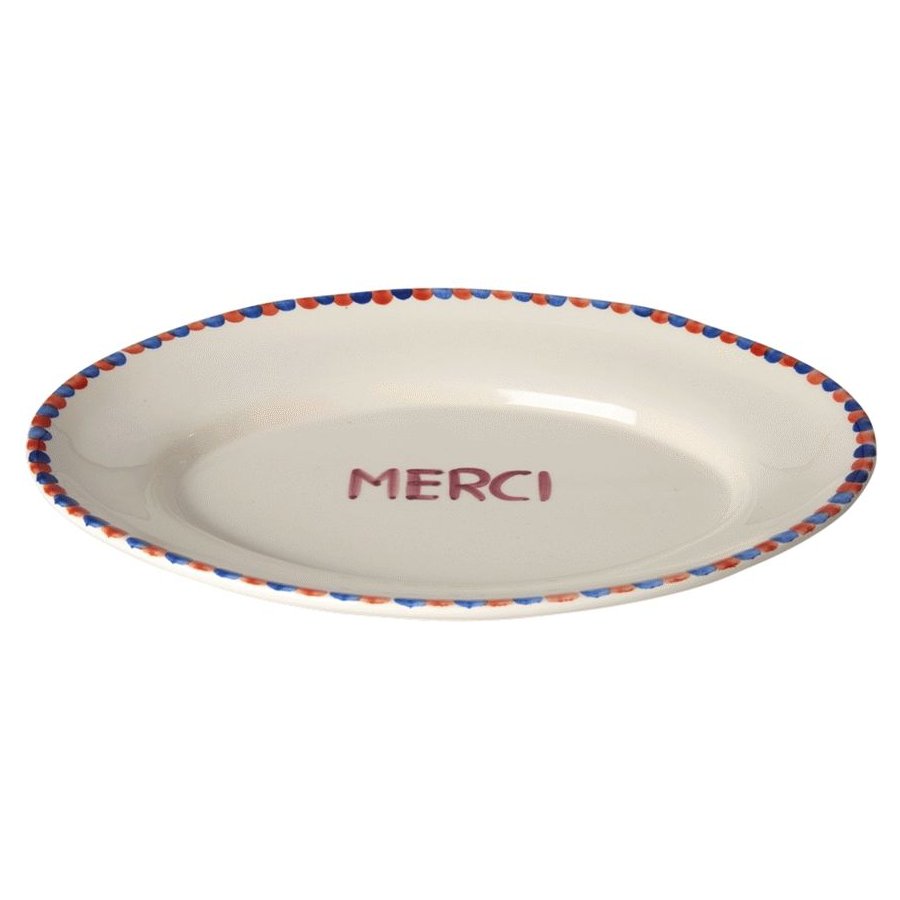 RICE Hand-Painted Servierplatte 26x35 cm, Danke