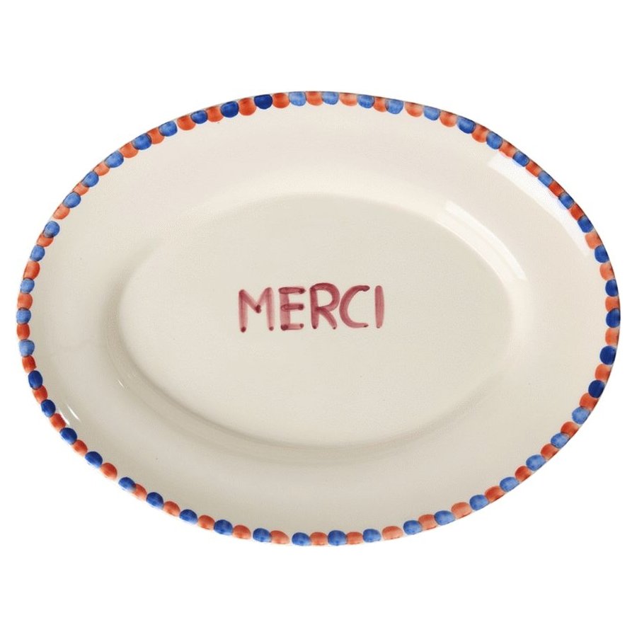 RICE Hand-Painted Servierplatte 26x35 cm, Danke