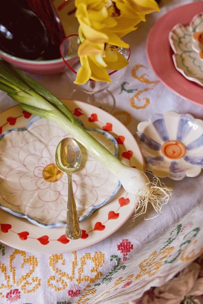 RICE Hand-Painted Teller 19,5 cm, Blau