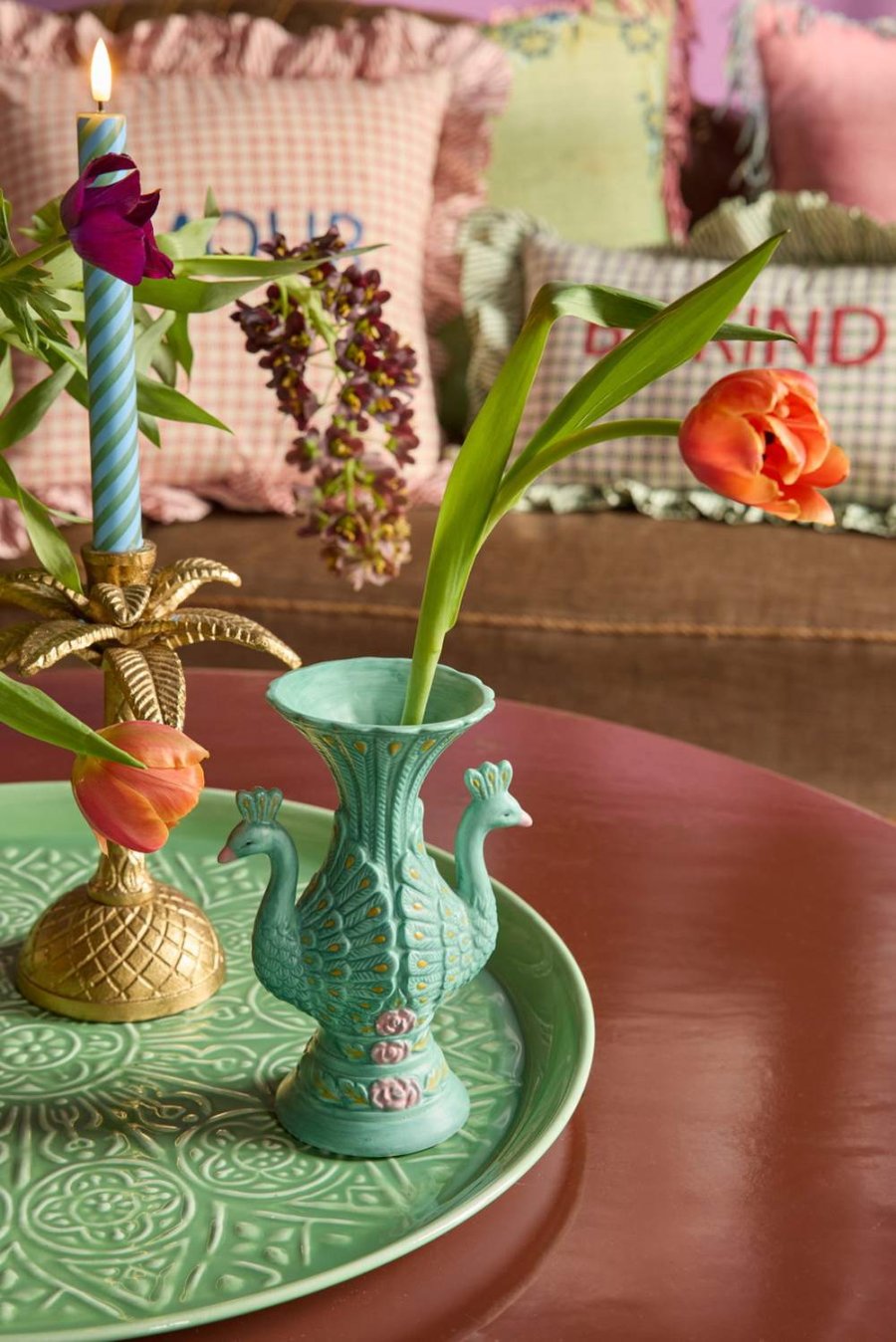 RICE Vase H20 cm, Peacocks