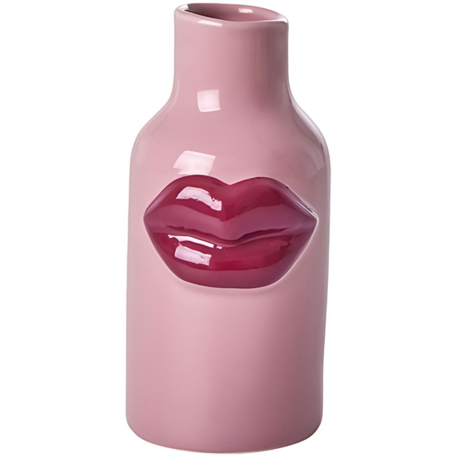 RICE Vase H14 cm, Dark Pink Lips